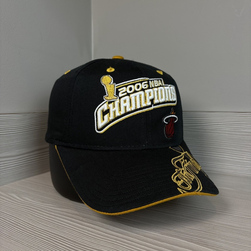 Vintage Y2k Miami Heat Hat 2006 NBA Champions Black Gold Cap Adjustable